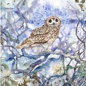 (Not Matted) Mystic Messenger: Pueo's Blessing Art print Painting by AJJ ARTS